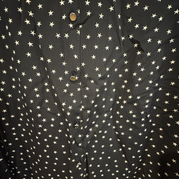 Madewell XL Black & White Star Blouse 100% Silk EUC - Picture 5 of 8